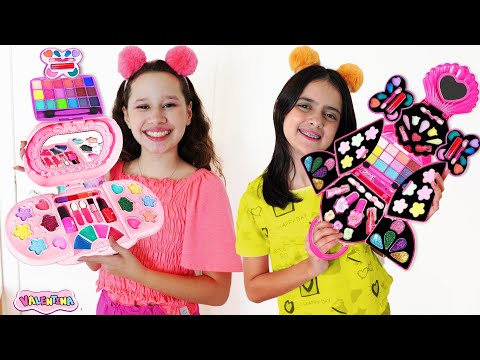 Valentina Pontes and her friend in a FUNNY MAKEUP STORY for children