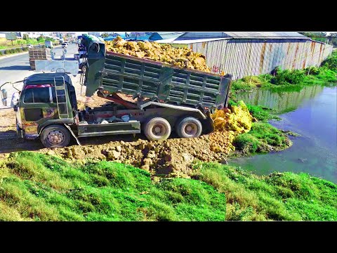 Wonderful Opening New Project!Truck 24T+5T Fillland Delete Huge Pond,Bulldozer Pushing Soil Perfect