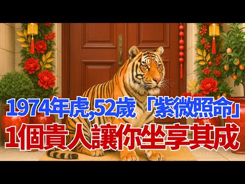 紫微星照命！1974年屬虎人，52歲「天虎降福」！你命中的「1個貴人」竟是他，後半生讓你「坐享其成」！#屬虎 #1974年虎 #生肖虎2026運勢 #貴人 #財運 #命理 #生肖虎 #甲寅虎 #木虎