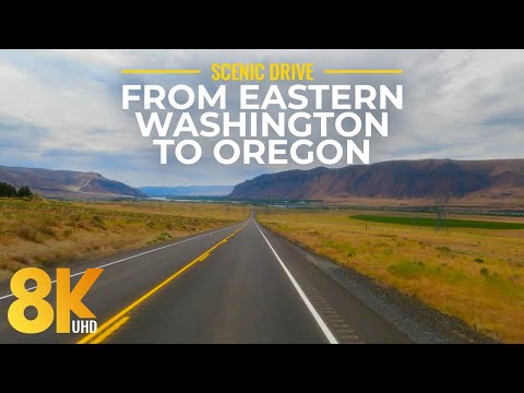 Car Journey from Eastern Washington to Oregon - Scenic Drive on a Sunny Day in 8K