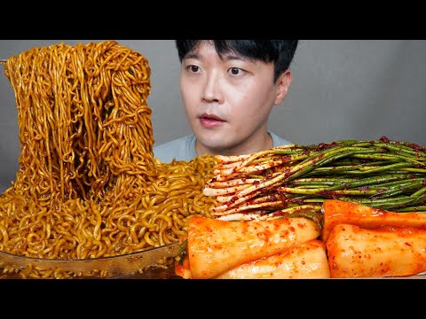 [와차밥] 틈새라면 + 짜파게티 생파김치 총각김치 먹방 Spicy Ramen & Green Onion Kimchi ASMR MUKBANG REAL SOUND EATING