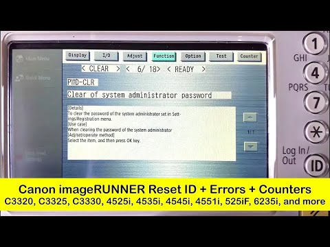 Reset Canon imageRUNNER: System Manager ID, Password, Counters & Errors [Service Mode Guide]