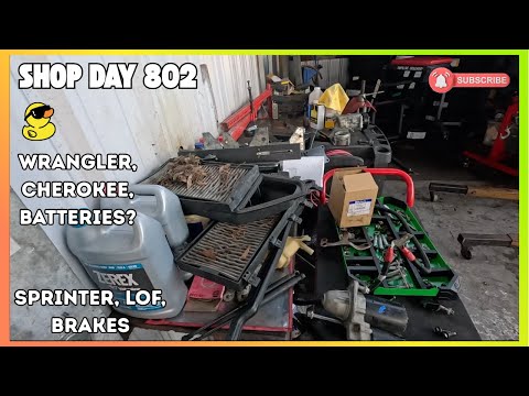 Wrangler and Cherokee both died, towed in. Sprinter needs oil and brakes. Auto Repair Shop DAY 802