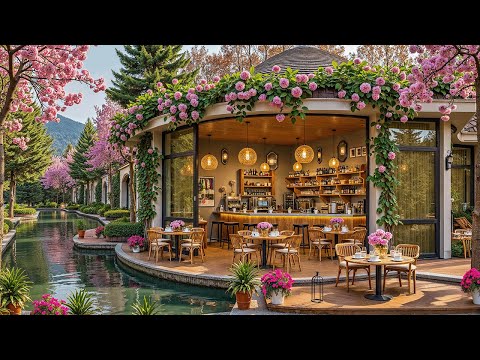 Romantic Spring Café Ambience 🌸 Smooth Jazz Music for Valentine’s Day 💝 Cozy February Ambience