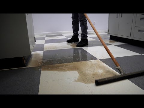 We stripped YEARS of old wax off of this old factory lab floor || Ashy to Classy VCT transformation