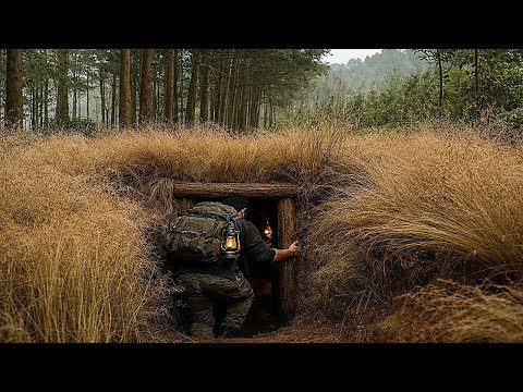 Bushcraft Survival Shelter – Strong Log Walls and Grass Roof