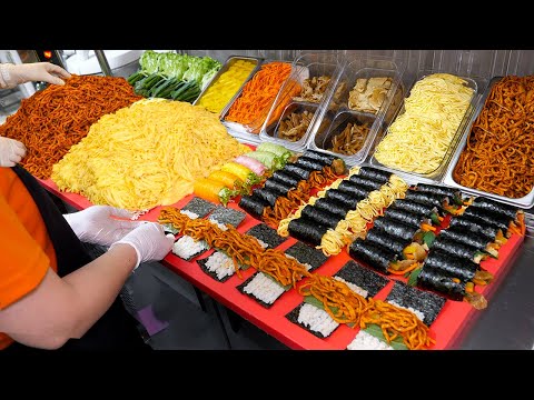 하루 3,000줄 완판!! 1줄 800원 꼬마김밥 팔아서 일매출 200만원 역대급 꼬마김밥집 Korean seaweed roll, Gimbap - Korean street food