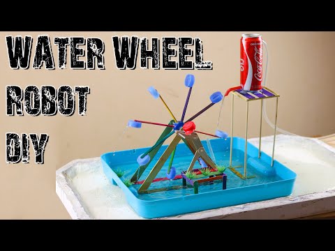 How to Make a Water Wheel  With Robot at Home - Water Fountain DIY