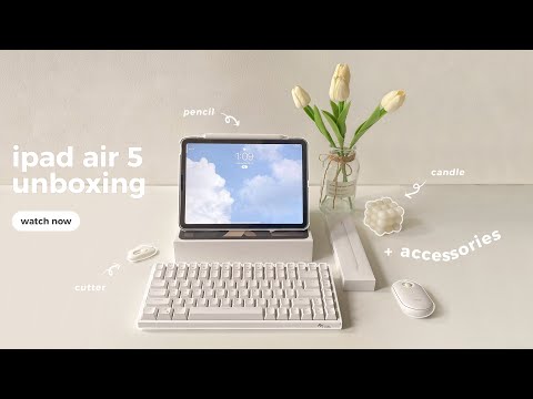 ipad air 5 unboxing 🌟 apple pencil + accessories & setup | starlight