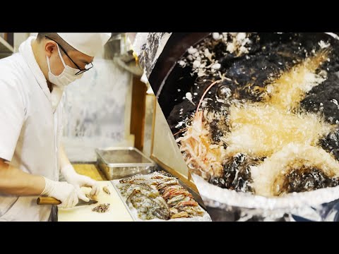 【刺身鮮度の魚介を天ぷらに】江戸前天丼の最高峰・浅草まさる　Tempura fried with sashimi fresh seafood.　 天妇罗与新鲜海鲜刺身一起煎炸　생선회를 튀김으로