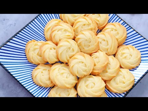 No Fail Crispy Butter Cookies without egg recipe, easy to pipe|黄油曲奇,纹路不消失,酥脆好吃零失败|Lisa's Kitchen