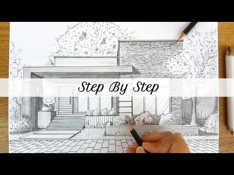 How to Draw A House in 1 Point Perspective | Step By Step