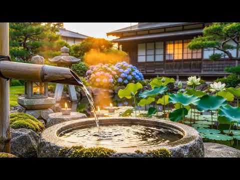 Relaxing Music & Water Sounds in a Beautiful Garden #relaxing #watersounds