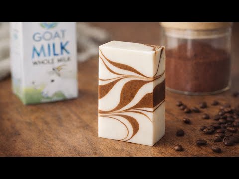 Luxurious Goat Milk Coffee Soap Making 🐐🥛☕ Coffee Swirl Technique with Creamy Recipe