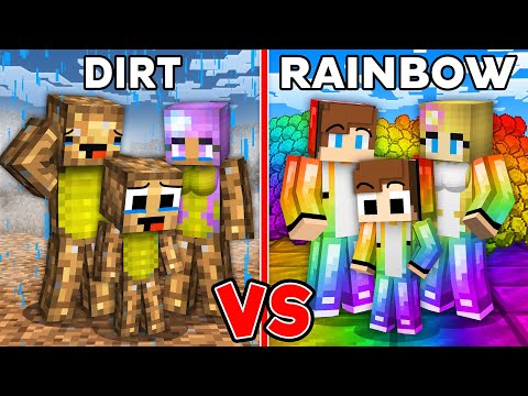 JJ and Mikey: RAINBOW vs DIRT Family Battle in Minecraft - Maizen