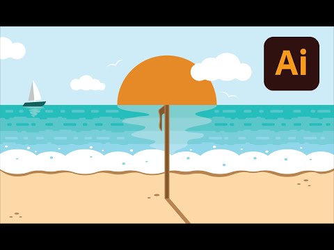Creative  beach illustration Process (Adobe Illustrator)