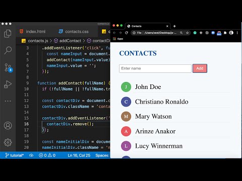 JavaScript Contacts List App - Beginners' JS, HTML & CSS Tutorial