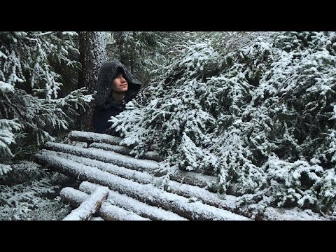Trying to Stay Warm in Laavu Shelter - WINTER CAMPING in the Cold North