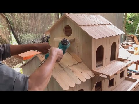 Useful Creative Ideas For Recycling Pallet Wood // DIY Perfect Birdhouse Villa From Pallet Wood