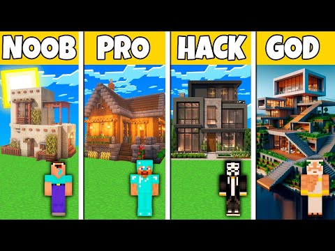 Minecraft Battle: NOOB vs PRO vs HACKER vs GOD NEW AMERICAN MANSION BUILD CHALLENGE in Minecraft
