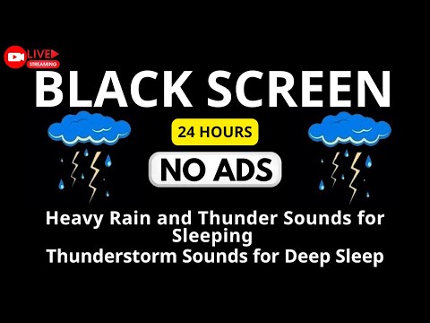 🔴 Heavy Rain and Thunder Sounds for Sleeping - Black Screen | 12 Hours Rainstorm Ambience for Sleep