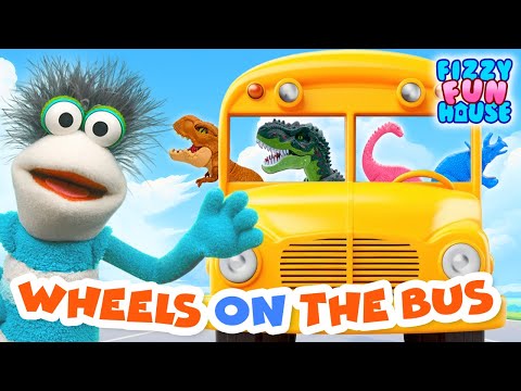 Wheels On The Bus With Dinos | Fizzy & Phoebe Sing Nursery Rhymes | Fizzy Fun House