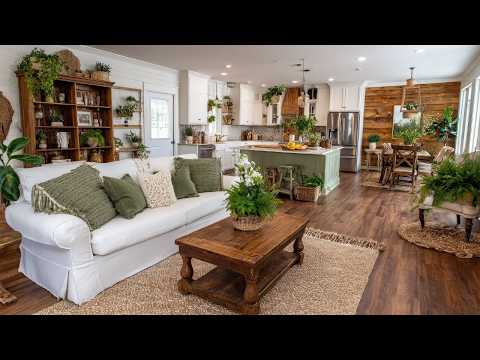 Sage Green & Cream Spring Home 🌿 | Cozy Rustic Farmhouse with Warm Wood Accents