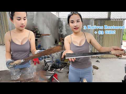 Kind Blacksmith Girl Repairs 3 Knives for Poor Grandma and Baby