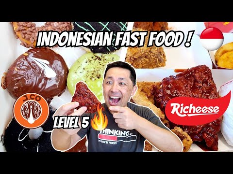 BEST FAST FOODS in Indonesia! 🇮🇩 Trying Richeese Factory & J.CO Donuts For the First Time!