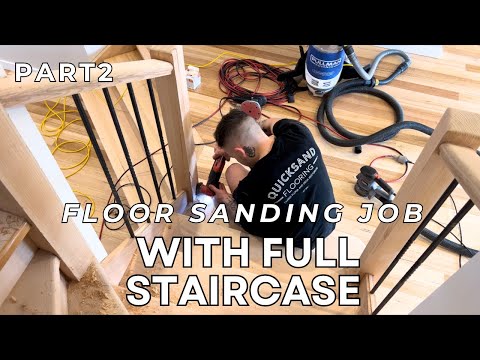 Full Staircase | Floor Sanding Job | Hardwood Floor Refinishing | Machine ASMR | PART2