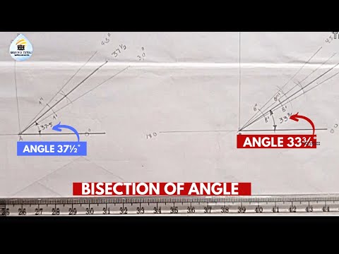 construction by bisection of angle 33¾ and 37½ degree using set square