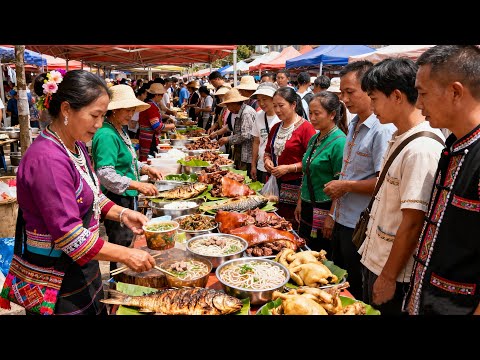 中国昆明最热闹的美食市场合集，50种云南美食，傣族风味烤肉与烤鱼，越南卷粉，广东烧腊，洋芋粑粑，大理米糕，傣族柠檬鸡，辣子鸡，弥勒卤鸡，印度飞饼，昆明官渡粑粑，豆面汤圆，烤饵块，羊肉米线等等，超多美食