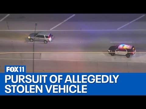Police chase: authorities in pursuit of allegedly stolen vehicle
