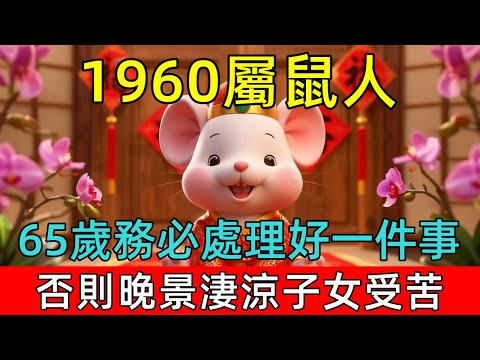 倒計時！1960年庚子屬鼠人，65歲務必處理好「一件事」，否則晚景淒涼，子女跟著受苦！#生肖 #運勢 #命理 #屬相 #風水 #財運 #佛陀 #佛學 #佛法 #佛教 #修行 #智慧 #因果 #佛家