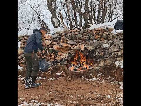 winter hottent snowstorm camping in the wilderness  #survival #camping #winter