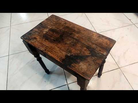 I restored a tiny and desperate walnut side table.