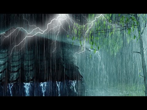 ⚡ Powerful Thunderstorm at Night | Terrible Rainstorm & Very Intense Thunder Sounds on Tin Tent Roof