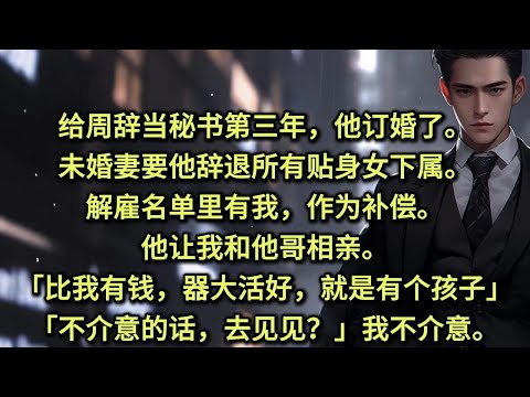 给周辞当秘书第三年，他订婚了。未婚妻要他辞退所有贴身女下属。解雇名单里有我。作为补偿，他让我和他哥相亲。「比我有钱，器大活好，就是有个孩子。」「不介意的话，去见见？」我不介意。毕竟那个孩子，是我生的。