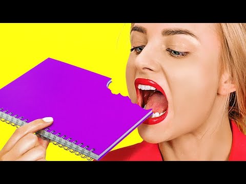 Ungewöhnliche Wege, ESSEN in den Unterricht zu SCHMUGGELN || Essbare DIY-Schulsachen und -Streiche