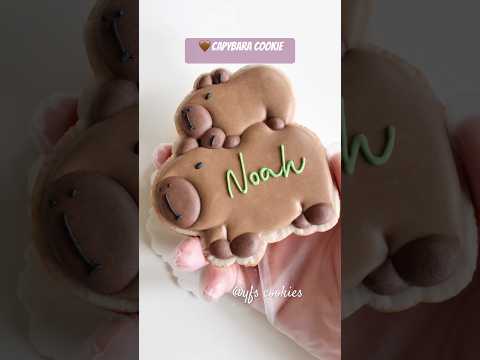 🤎Easy capybara cookie decorating with royal icing #cookiedecorating #capybara #satisfying