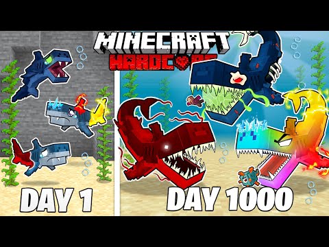 I Survived 1000 Days As SHARKS  In HARDCORE Minecraft! (Full Story)