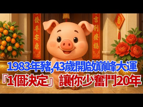 1983年屬豬人」，43歲是你「黃金十年」的起點！「巔峰大運」要到了，『1個決定』讓你少奮鬥20年！#屬豬 #1983年屬豬 #2026生肖豬運勢 #癸亥豬 #財運 #貴人 #轉運 #命理 #風水