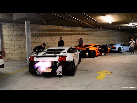 TWO RIDICULOUSLY LOUD TWIN TURBO Lamborghini Gallardo Acceleration, Flames & Revs!