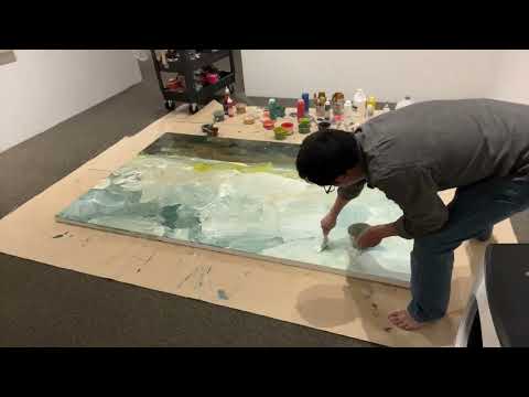 Watch this giant abstract landscape painting come to life!