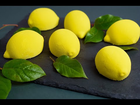 Lemon-shaped mousse cakes