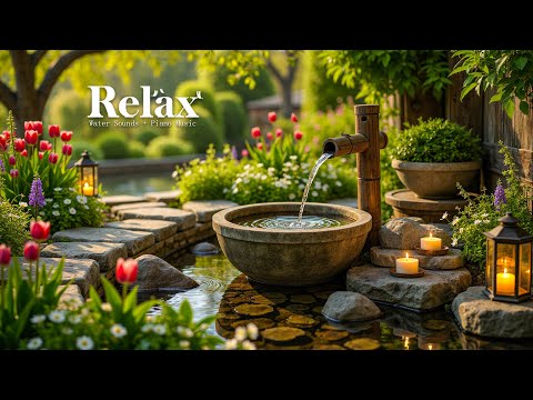 Relaxing Music Relieves Stress, Calm Anxiety & Depression 🌿 Bamboo Water Fountain, Deep Sleep Music