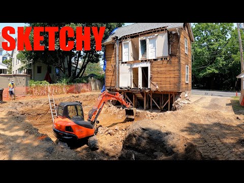 Removing foundation wall and basement excavation