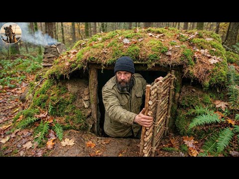 3 Days Building Warm & Invisible Shelter in Deep Forest | Bushcraft ASMR