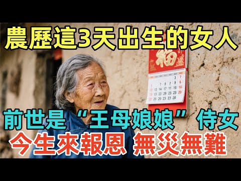 農歷這3天出生的女人，前世是“王母娘娘”身邊的侍女！今生來報恩，無災無難！