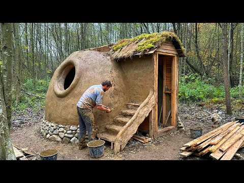 Man Builds a Bushcraft Shelter from Clay | Start to Finish